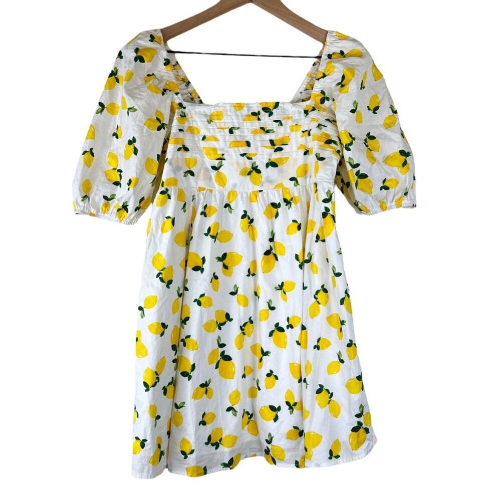 Francesca's Mi Ami White Elena Lemon Printed Mini Dress - Picture 2 of 6